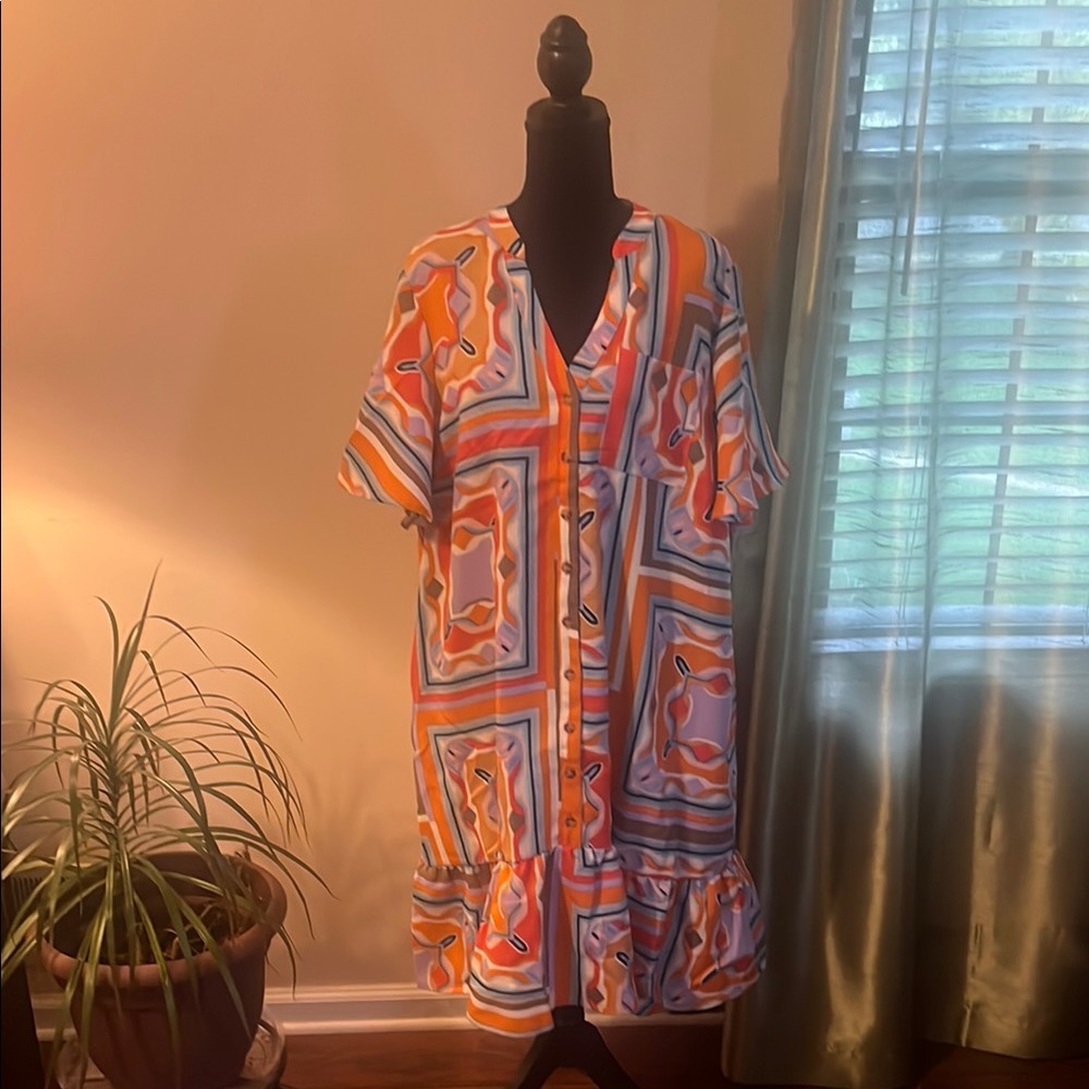 Vibrant Multicolor Geometric Dress